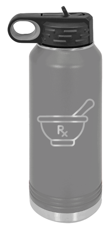 RX - 32oz Water Bottle Laser Engraved- Dark Grey