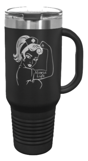 Nurse Life Girl 40oz Handle Mug Laser Engraved