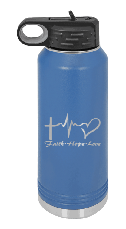 Faith Hope Love - 32oz Water Bottle Laser Engraved- Royal Blue