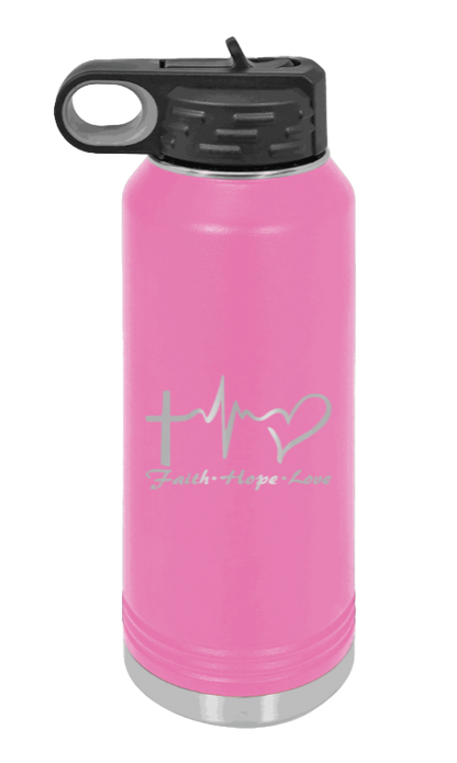 Faith Hope Love - 32oz Water Bottle Laser Engraved- Pink