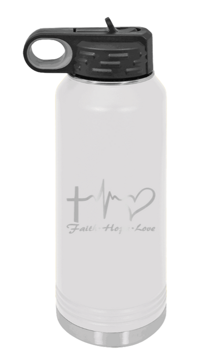 Faith Hope Love - 32oz Water Bottle Laser Engraved- White