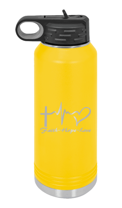 Faith Hope Love - 32oz Water Bottle Laser Engraved- Yellow