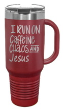 Load image into Gallery viewer, Caffeine Chaos and Jesus 40oz Handle Mug Laser Engraved
