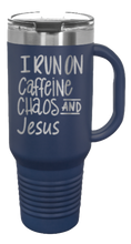 Load image into Gallery viewer, Caffeine Chaos and Jesus 40oz Handle Mug Laser Engraved
