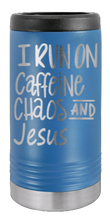Load image into Gallery viewer, Caffeine Chaos and Jesus Laser Engraved Slim Can Insulated Koosie

