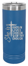 Load image into Gallery viewer, She Is Laser Engraved Skinny Tumbler (Etched)

