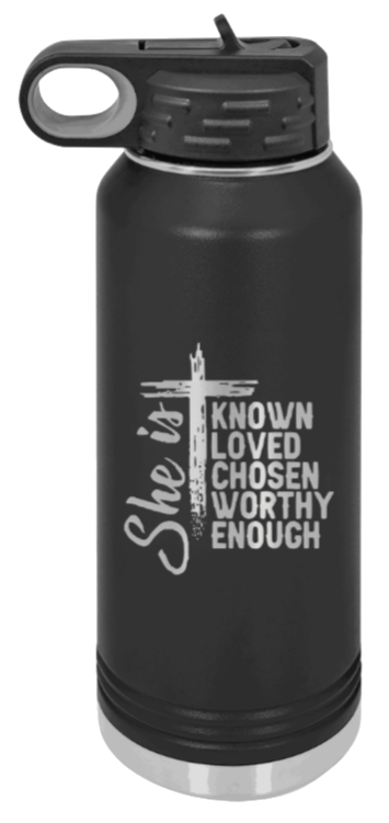 She Is Laser Engraved Water Bottle (Etched)