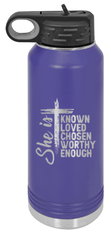 She Is - 32oz Water Bottle Laser Engraved- Purple