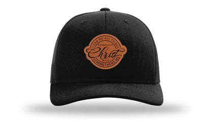 I Can Do All Things Philippians 4:13 Leather Patch Richardson 112 Hat-Black