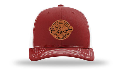 I Can Do All Things Philippians 4:13 Leather Patch Richardson 112 Hat-Cardinal / White