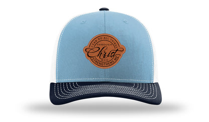 I Can Do All Things Philippians 4:13 Leather Patch Richardson 112 Hat-Columbia Blue / White / Navy
