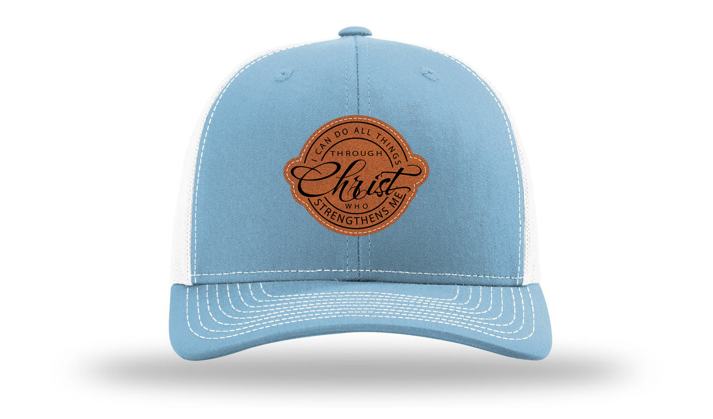 I Can Do All Things Philippians 4:13 Leather Patch Richardson 112 Hat-Columbia Blue / White