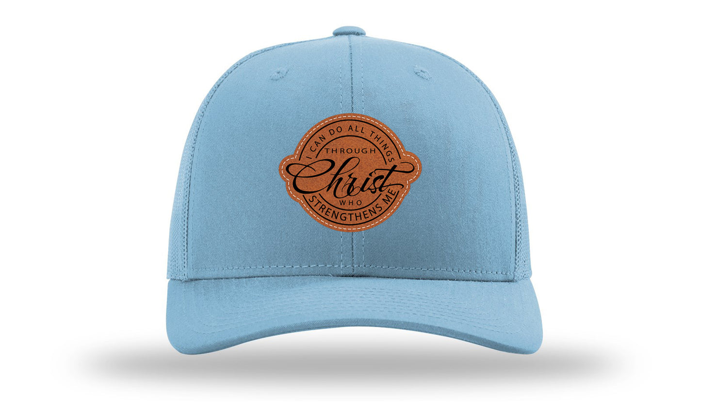 I Can Do All Things Philippians 4:13 Leather Patch Richardson 112 Hat-Columbia Blue