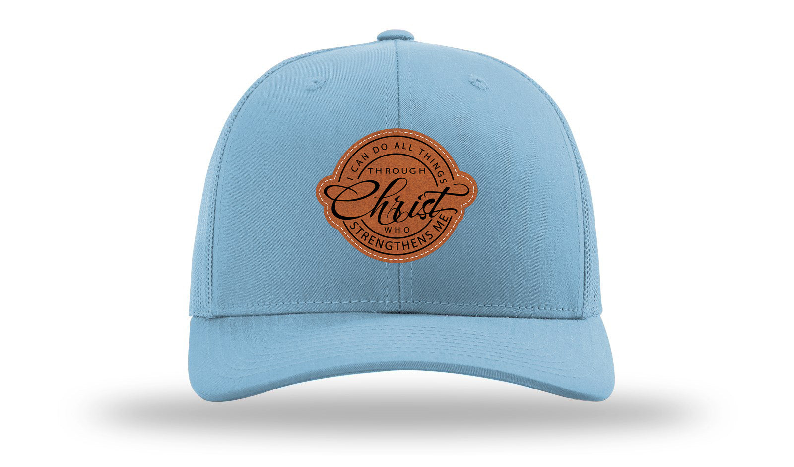 I Can Do All Things Philippians 4:13 Leather Patch Richardson 112 Hat-Columbia Blue