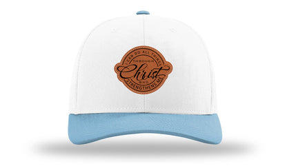 I Can Do All Things Philippians 4:13 Leather Patch Richardson 112 Hat-White /Columbia Blue - CMB