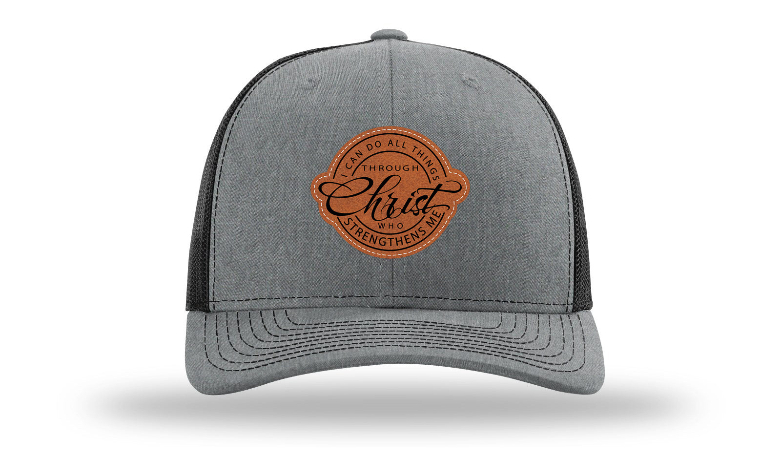 I Can Do All Things Philippians 4:13 Leather Patch Richardson 112 Hat-Heather Grey / Black