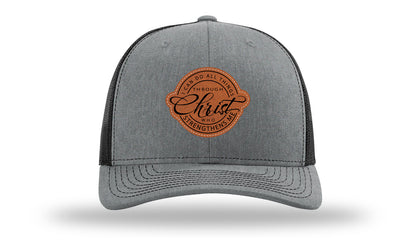 I Can Do All Things Philippians 4:13 Leather Patch Richardson 112 Hat-Heather Grey / Black