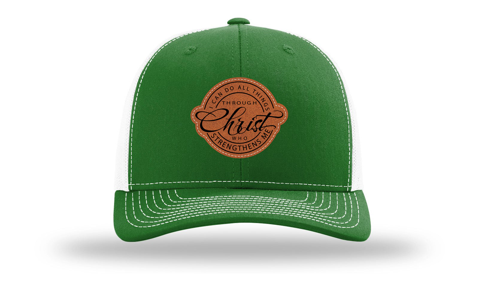 I Can Do All Things Philippians 4:13 Leather Patch Richardson 112 Hat-Kelly / White
