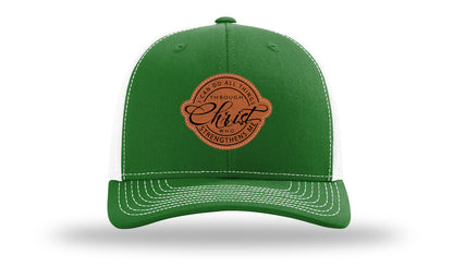 I Can Do All Things Philippians 4:13 Leather Patch Richardson 112 Hat-Kelly / White
