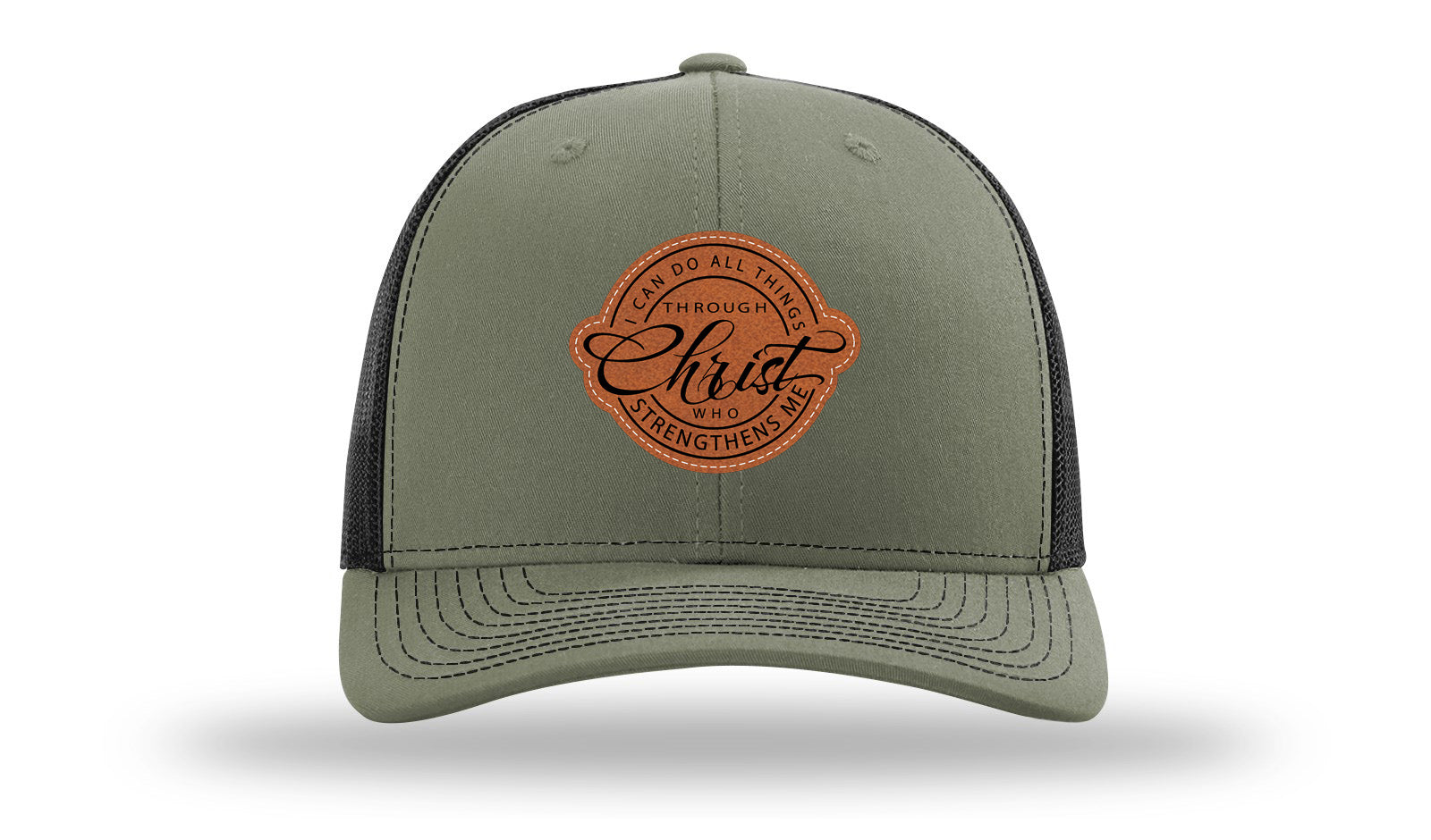 I Can Do All Things Philippians 4:13 Leather Patch Richardson 112 Hat-Loden / Black
