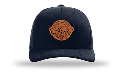 I Can Do All Things Philippians 4:13 Leather Patch Richardson 112 Hat-Navy