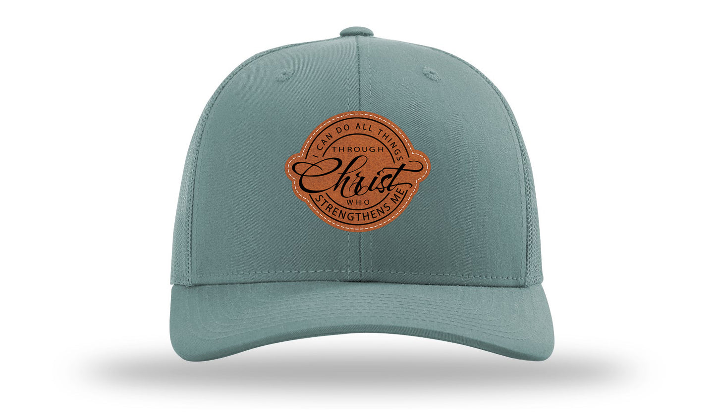 I Can Do All Things Philippians 4:13 Leather Patch Richardson 112 Hat-Smoke Blue