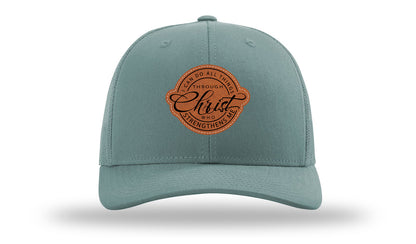 I Can Do All Things Philippians 4:13 Leather Patch Richardson 112 Hat-Smoke Blue