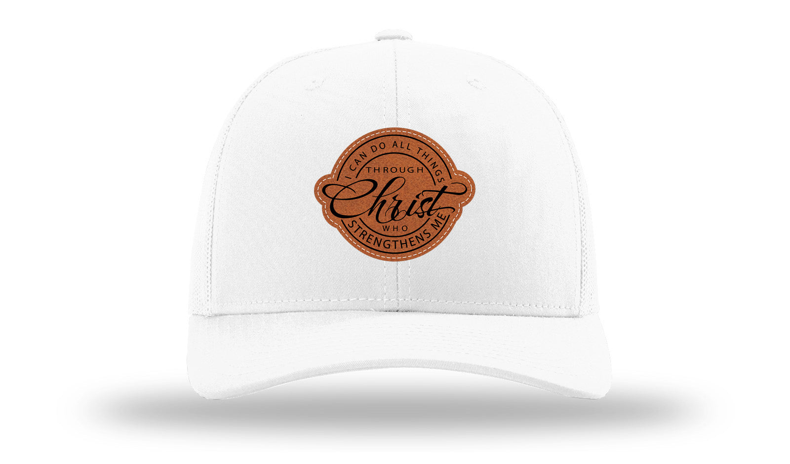 I Can Do All Things Philippians 4:13 Leather Patch Richardson 112 Hat-White