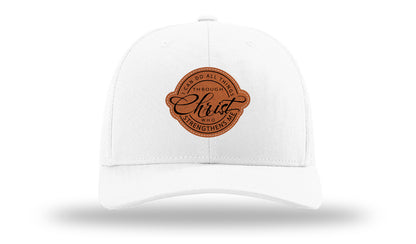 I Can Do All Things Philippians 4:13 Leather Patch Richardson 112 Hat-White