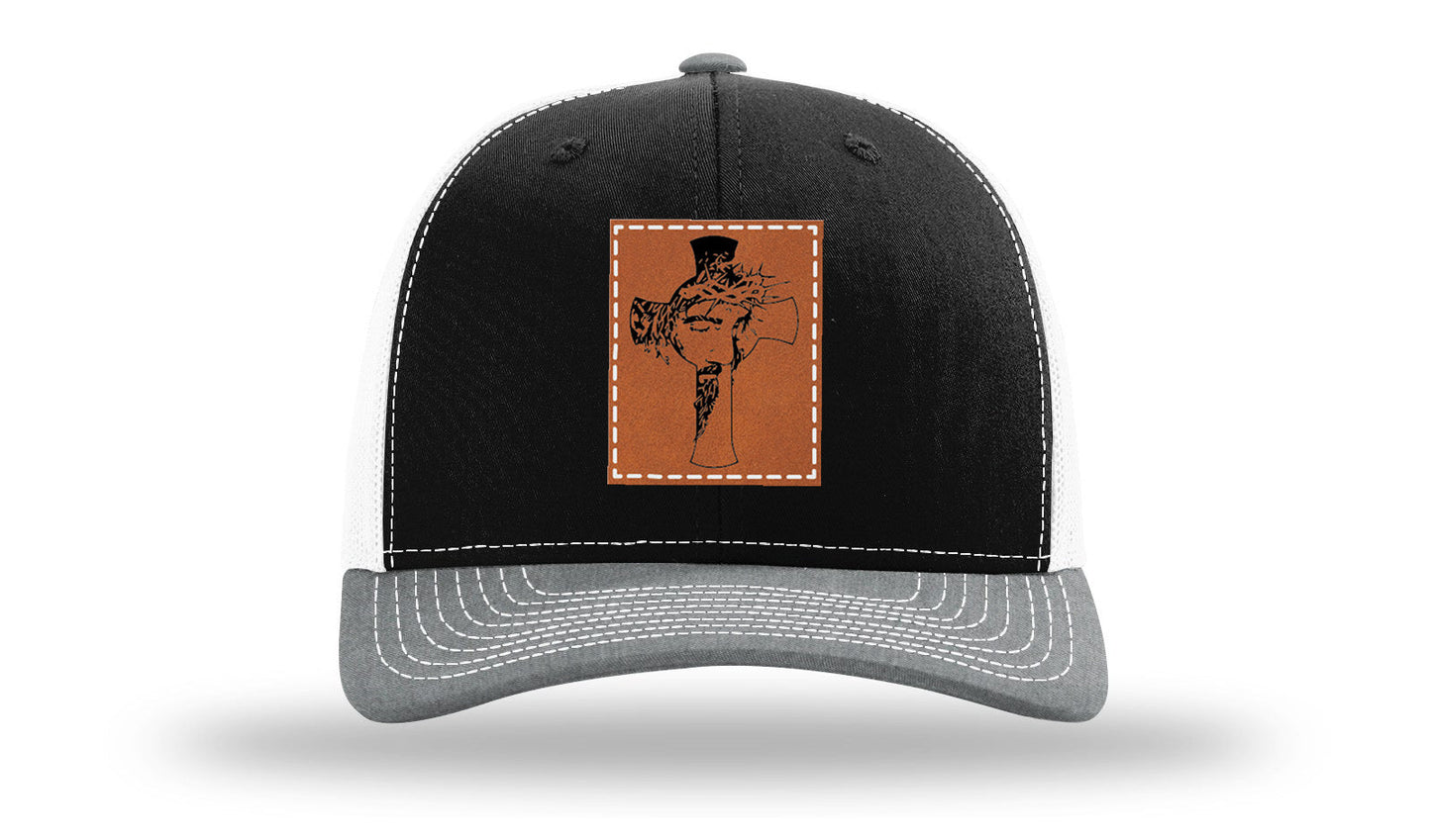 Jesus Cross Leather Patch Richardson 112 Hat