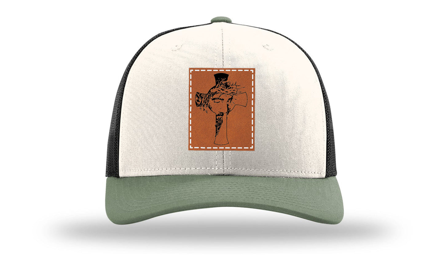 Jesus Cross Leather Patch Richardson 112 Hat