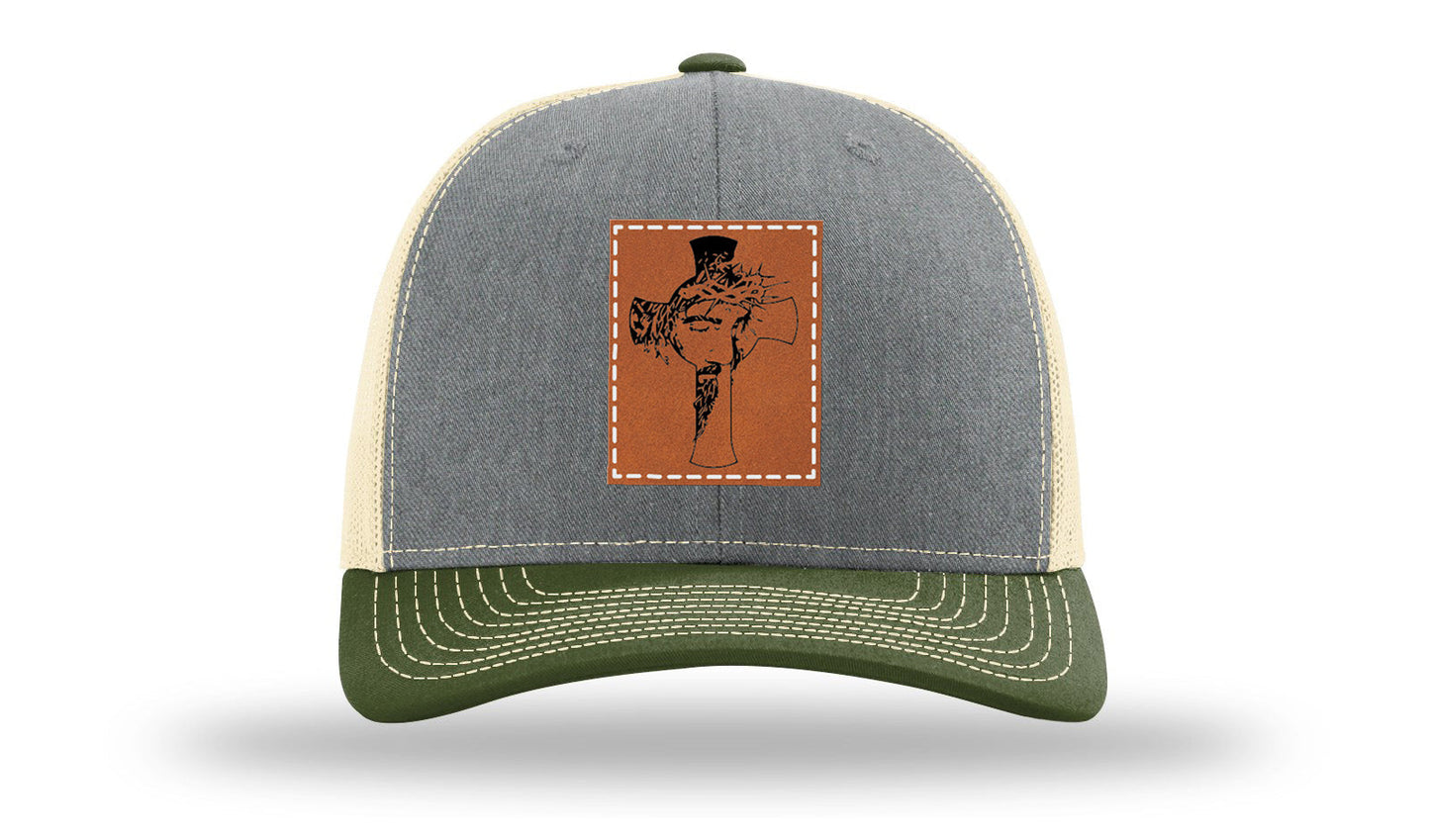 Jesus Cross Leather Patch Richardson 112 Hat