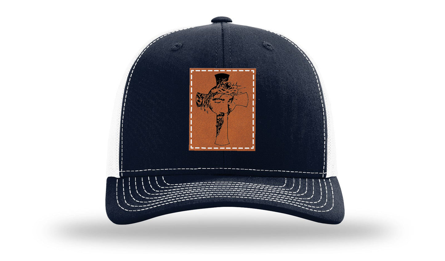 Jesus Cross Leather Patch Richardson 112 Hat