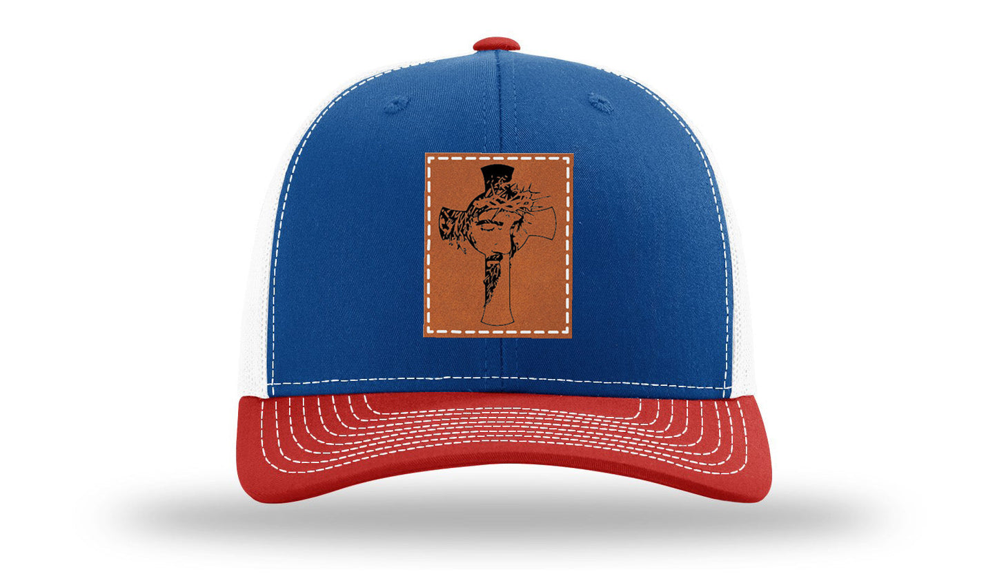 Jesus Cross Leather Patch Richardson 112 Hat