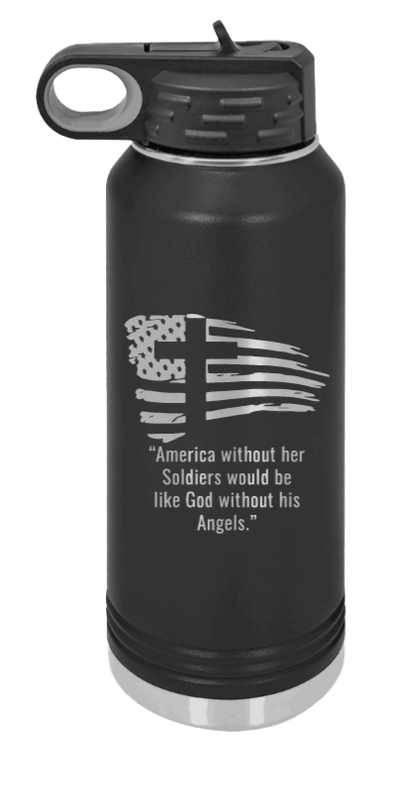 Soldiers and Angels - 32oz Water Bottle Laser Engraved- Black