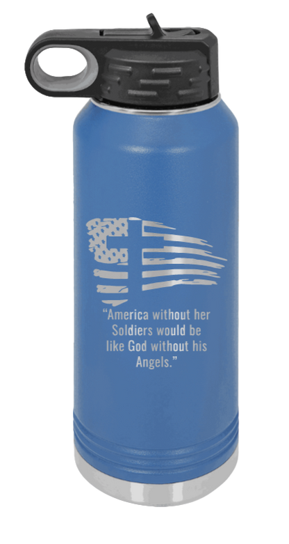 Soldiers and Angels - 32oz Water Bottle Laser Engraved- Royal Blue