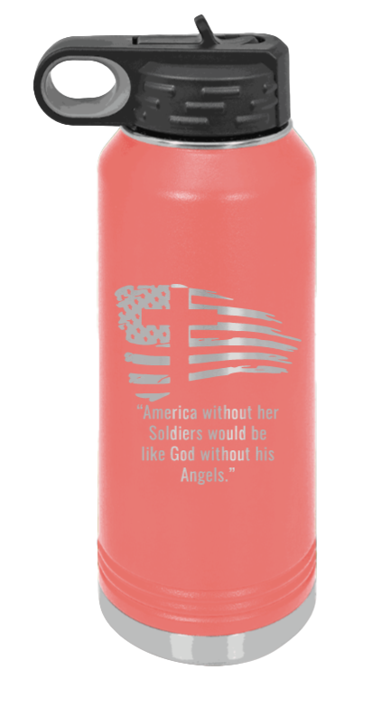 Soldiers and Angels - 32oz Water Bottle Laser Engraved- Coral