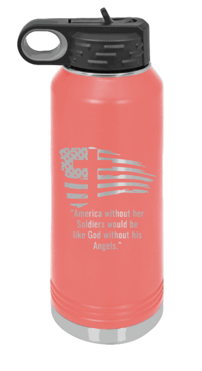 Soldiers and Angels - 32oz Water Bottle Laser Engraved- Coral