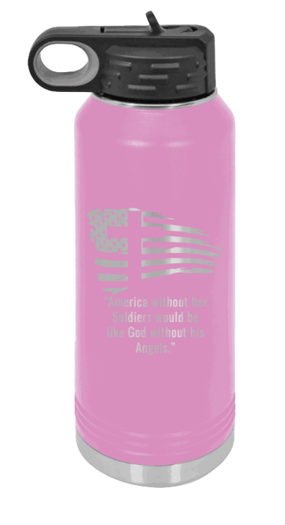 Soldiers and Angels - 32oz Water Bottle Laser Engraved- Light Purple