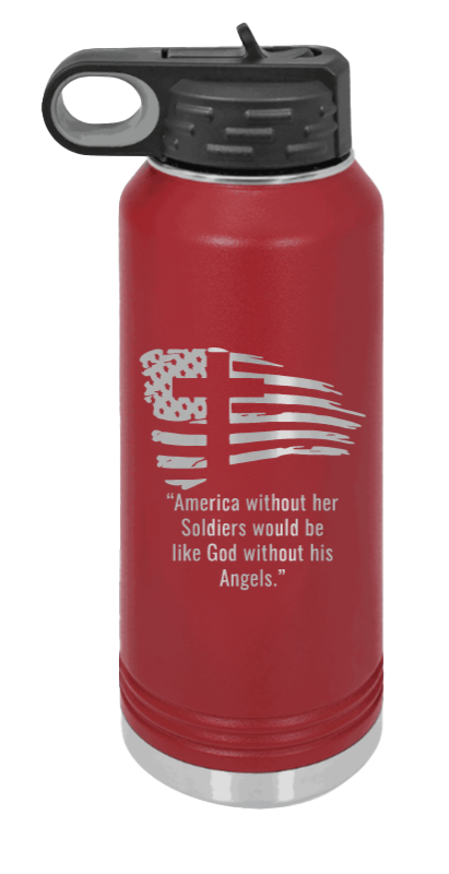 Soldiers and Angels - 32oz Water Bottle Laser Engraved- Maroon