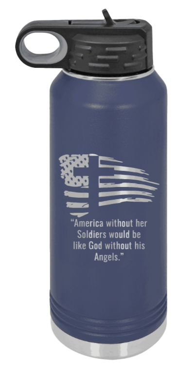 Soldiers and Angels - 32oz Water Bottle Laser Engraved- Navy