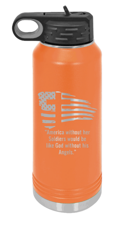 Soldiers and Angels - 32oz Water Bottle Laser Engraved- Orange
