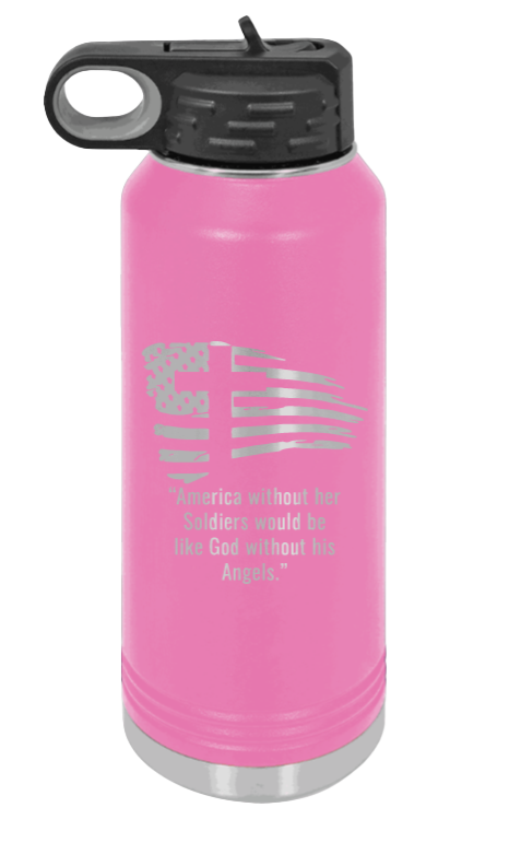 Soldiers and Angels - 32oz Water Bottle Laser Engraved- Pink