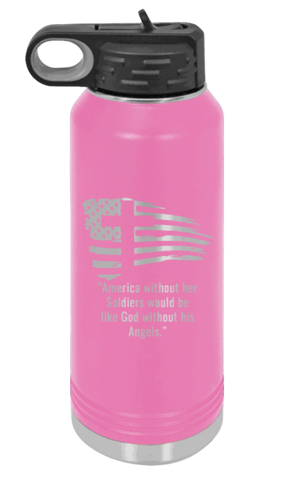 Soldiers and Angels - 32oz Water Bottle Laser Engraved- Pink