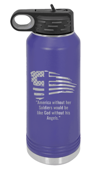 Soldiers and Angels - 32oz Water Bottle Laser Engraved- Purple