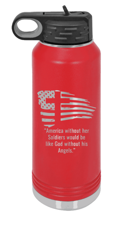 Soldiers and Angels - 32oz Water Bottle Laser Engraved- Red