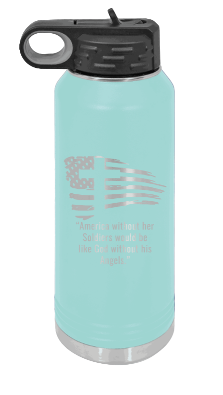 Soldiers and Angels - 32oz Water Bottle Laser Engraved- Teal