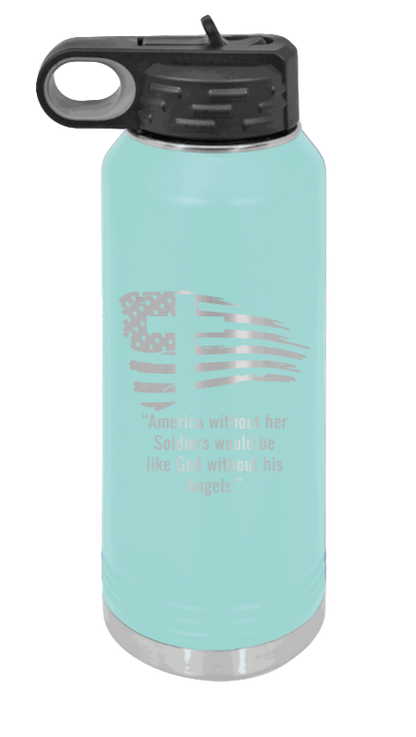 Soldiers and Angels - 32oz Water Bottle Laser Engraved- Teal