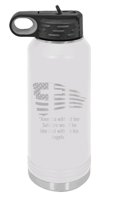 Soldiers and Angels - 32oz Water Bottle Laser Engraved- White