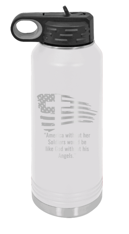 Soldiers and Angels - 32oz Water Bottle Laser Engraved- White